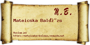 Mateicska Balázs névjegykártya